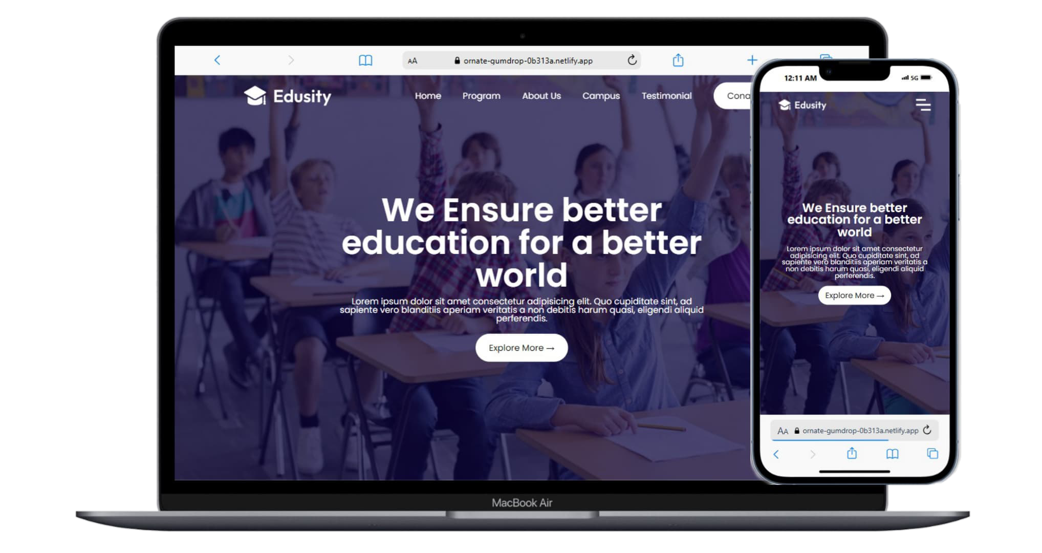 Educity — College Landing Page project screenshot